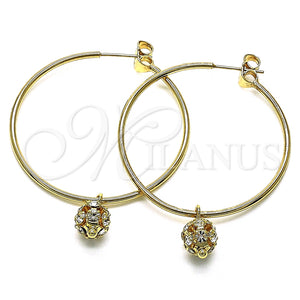 Argolla Mediana 02.63.2736.2.40 Oro Laminado, con Blanca Cristal, Pulido, Tono Dorado
