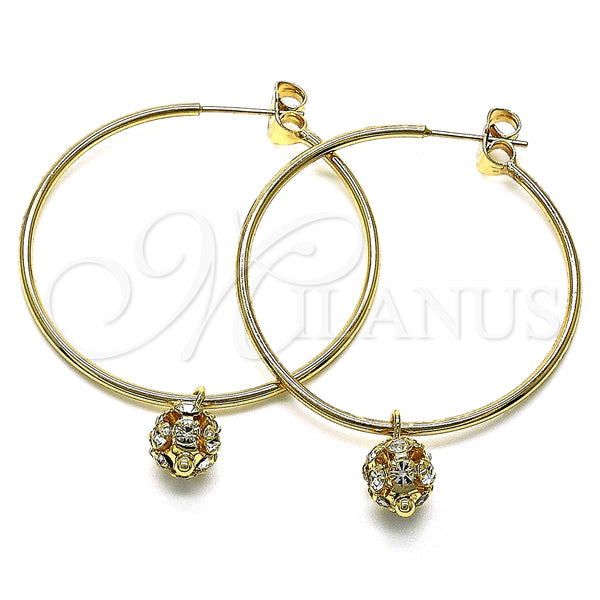 Argolla Mediana 02.63.2736.2.40 Oro Laminado, con Blanca Cristal, Pulido, Tono Dorado