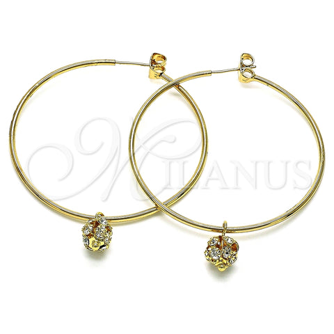 Argolla Mediana 02.63.2736.2.50 Oro Laminado, con Blanca Cristal, Pulido, Tono Dorado