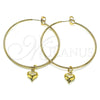 Argolla Grande 02.63.2737.50 Oro Laminado, Diseño de Corazón, Pulido, Tono Dorado