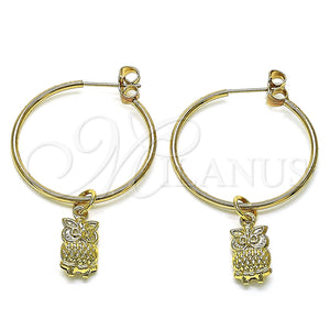 Argolla Mediana 02.63.2738.30 Oro Laminado, Diseño de Búho, Pulido, Tono Dorado