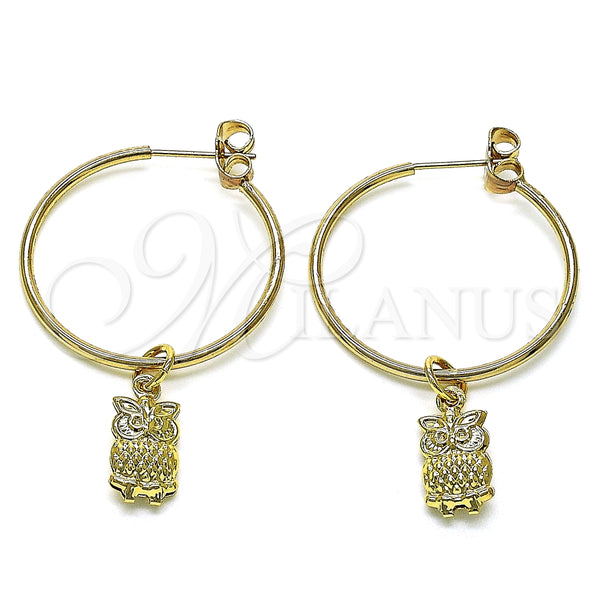 Argolla Mediana 02.63.2738.30 Oro Laminado, Diseño de Búho, Pulido, Tono Dorado