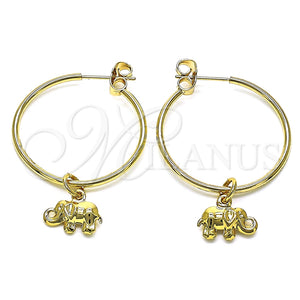 Argolla Mediana 02.63.2739.30 Oro Laminado, Diseño de Elefante, Pulido, Tono Dorado