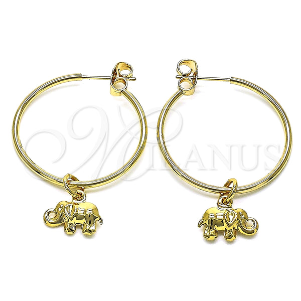 Argolla Mediana 02.63.2739.30 Oro Laminado, Diseño de Elefante, Pulido, Tono Dorado