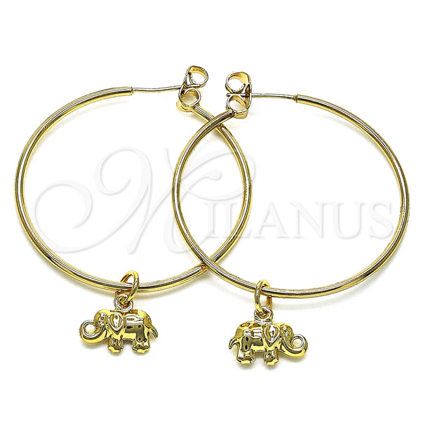 Argolla Mediana 02.63.2739.40 Oro Laminado, Diseño de Elefante, Pulido, Tono Dorado