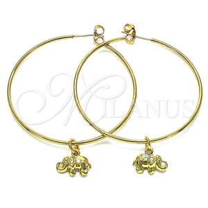 Argolla Grande 02.63.2739.50 Oro Laminado, Diseño de Elefante, Pulido, Tono Dorado