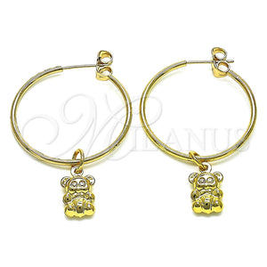 Argolla Mediana 02.63.2740.30 Oro Laminado, Diseño de Osito, Pulido, Tono Dorado