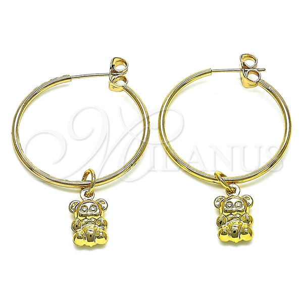 Argolla Mediana 02.63.2740.30 Oro Laminado, Diseño de Osito, Pulido, Tono Dorado