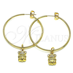 Argolla Mediana 02.63.2740.40 Oro Laminado, Diseño de Osito, Pulido, Tono Dorado