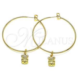 Argolla Grande 02.63.2740.50 Oro Laminado, Diseño de Osito, Pulido, Tono Dorado