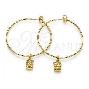 Argolla Grande 02.63.2740.50 Oro Laminado, Diseño de Osito, Pulido, Tono Dorado