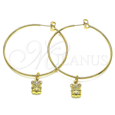Argolla Grande 02.63.2740.50 Oro Laminado, Diseño de Osito, Pulido, Tono Dorado