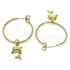 Argolla Mediana 02.63.2741.30 Oro Laminado, Diseño de Delfín, Pulido, Tono Dorado