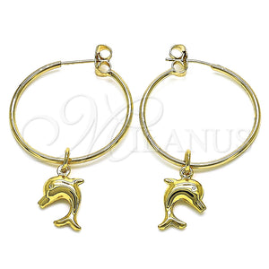 Argolla Mediana 02.63.2741.30 Oro Laminado, Diseño de Delfín, Pulido, Tono Dorado