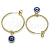 Argolla Mediana 02.63.2743.30 Oro Laminado, Diseño de Ojo Griego, Resinado Azul, Tono Dorado