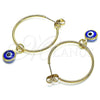 Argolla Mediana 02.63.2743.30 Oro Laminado, Diseño de Ojo Griego, Resinado Azul, Tono Dorado