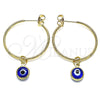 Argolla Mediana 02.63.2743.30 Oro Laminado, Diseño de Ojo Griego, Resinado Azul, Tono Dorado