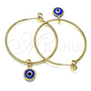 Argolla Mediana 02.63.2743.40 Oro Laminado, Diseño de Ojo Griego, Resinado Azul, Tono Dorado