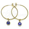 Argolla Mediana 02.63.2743.40 Oro Laminado, Diseño de Ojo Griego, Resinado Azul, Tono Dorado