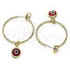 Argolla Mediana 02.63.2743.1.30 Oro Laminado, Diseño de Ojo Griego, Resinado Rojo, Tono Dorado
