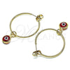 Argolla Mediana 02.63.2743.1.30 Oro Laminado, Diseño de Ojo Griego, Resinado Rojo, Tono Dorado