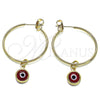 Argolla Mediana 02.63.2743.1.30 Oro Laminado, Diseño de Ojo Griego, Resinado Rojo, Tono Dorado