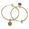 Argolla Mediana 02.63.2743.1.40 Oro Laminado, Diseño de Ojo Griego, Resinado Rojo, Tono Dorado