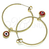 Argolla Mediana 02.63.2743.1.40 Oro Laminado, Diseño de Ojo Griego, Resinado Rojo, Tono Dorado