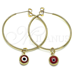 Argolla Mediana 02.63.2743.1.40 Oro Laminado, Diseño de Ojo Griego, Resinado Rojo, Tono Dorado