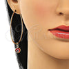Argolla Grande 02.63.2743.1.50 Oro Laminado, Diseño de Ojo Griego, Resinado Rojo, Tono Dorado