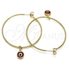 Argolla Grande 02.63.2743.1.50 Oro Laminado, Diseño de Ojo Griego, Resinado Rojo, Tono Dorado