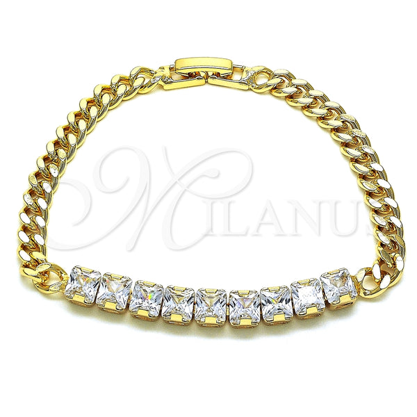 Pulsera Elegante 03.283.0134.07 Oro Laminado, con Blanca Zirconia Cubica, Pulido, Tono Dorado (05 MM Thickness, 7 Inches Length)