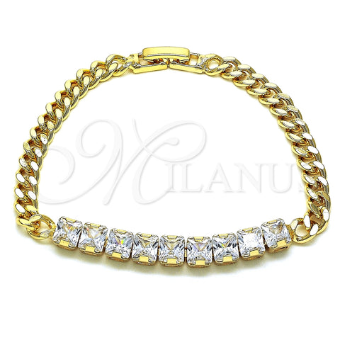 Pulsera Elegante 03.283.0134.07 Oro Laminado, con Blanca Zirconia Cubica, Pulido, Tono Dorado (05 MM Thickness, 7 Inches Length)