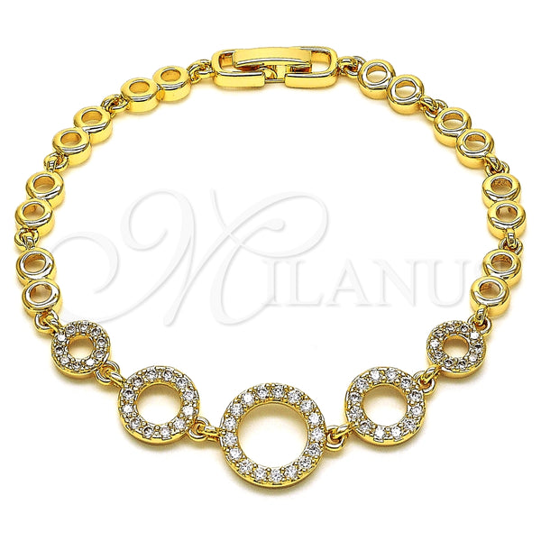 Pulsera Elegante 03.283.0146.07 Oro Laminado, con Blanca Micro Pave, Pulido, Tono Dorado (05 MM Thickness, 7 Inches Length)
