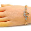 Pulsera Elegante 03.283.0147.07 Oro Laminado, Diseño de Cisne y Gota, con Blanca Micro Pave, Pulido, Tono Dorado (05 MM Thickness, 7 Inches Length)
