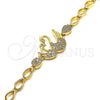 Pulsera Elegante 03.283.0147.07 Oro Laminado, Diseño de Cisne y Gota, con Blanca Micro Pave, Pulido, Tono Dorado (05 MM Thickness, 7 Inches Length)