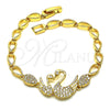 Pulsera Elegante 03.283.0147.07 Oro Laminado, Diseño de Cisne y Gota, con Blanca Micro Pave, Pulido, Tono Dorado (05 MM Thickness, 7 Inches Length)