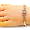 Pulsera Elegante 03.283.0149.07 Oro Laminado, Diseño de Baguette, con Blanca Zirconia Cubica and Blanca Micro Pave, Pulido, Tono Dorado (06 MM Thickness, 7 Inches Length)