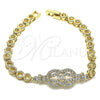 Pulsera Elegante 03.283.0149.07 Oro Laminado, Diseño de Baguette, con Blanca Zirconia Cubica and Blanca Micro Pave, Pulido, Tono Dorado (06 MM Thickness, 7 Inches Length)