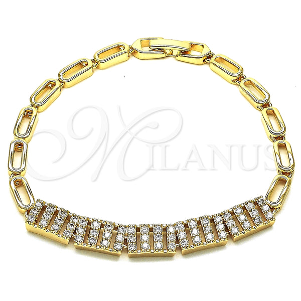 Pulsera Elegante 03.283.0154.08 Oro Laminado, con Blanca Micro Pave, Pulido, Tono Dorado (04 MM Thickness, 8 Inches Length)