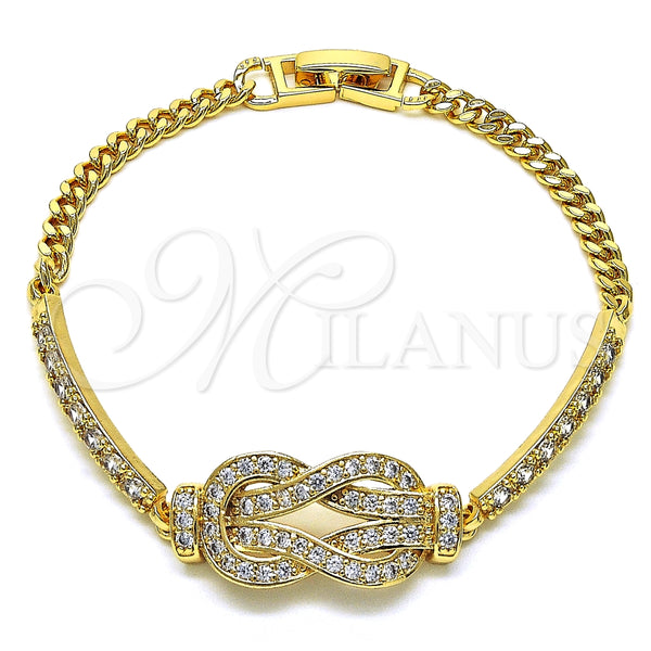 Pulsera Elegante 03.283.0155.07 Oro Laminado, con Blanca Micro Pave, Pulido, Tono Dorado (04 MM Thickness, 7 Inches Length)