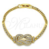 Pulsera Elegante 03.283.0155.07 Oro Laminado, con Blanca Micro Pave, Pulido, Tono Dorado (04 MM Thickness, 7 Inches Length)