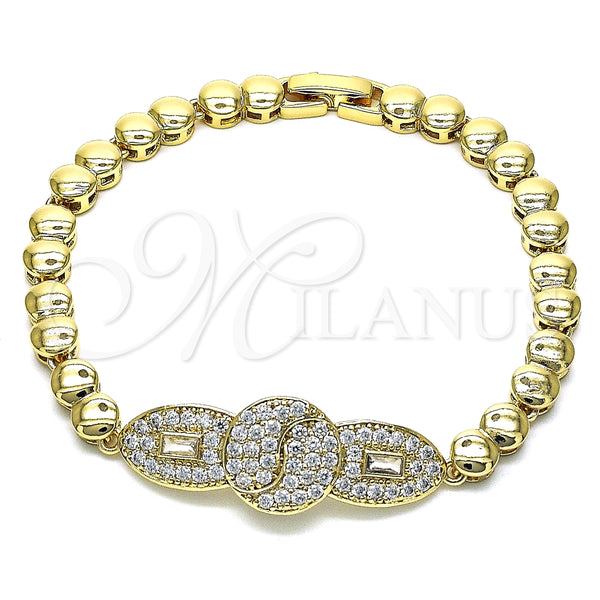 Pulsera Elegante 03.283.0156.07 Oro Laminado, con Blanca Micro Pave, Pulido, Tono Dorado (06 MM Thickness, 7 Inches Length)