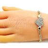 Pulsera Elegante 03.283.0157.07 Oro Laminado, Diseño de Corazón, con Blanca Micro Pave, Pulido, Tono Dorado (05 MM Thickness, 7 Inches Length)