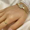 Pulsera Elegante 03.283.0157.07 Oro Laminado, Diseño de Corazón, con Blanca Micro Pave, Pulido, Tono Dorado (05 MM Thickness, 7 Inches Length)