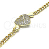Pulsera Elegante 03.283.0157.07 Oro Laminado, Diseño de Corazón, con Blanca Micro Pave, Pulido, Tono Dorado (05 MM Thickness, 7 Inches Length)