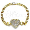 Pulsera Elegante 03.283.0157.07 Oro Laminado, Diseño de Corazón, con Blanca Micro Pave, Pulido, Tono Dorado (05 MM Thickness, 7 Inches Length)