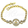 Pulsera Elegante 03.283.0158.07 Oro Laminado, Diseño de Corona y Gota, con Blanca Zirconia Cubica and Blanca Micro Pave, Pulido, Tono Dorado (04 MM Thickness, 7 Inches Length)