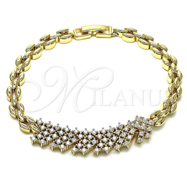 Pulsera Elegante 03.283.0163.07 Oro Laminado, con Blanca Zirconia Cubica, Pulido, Tono Dorado (06 MM Thickness, 7 Inches Length)