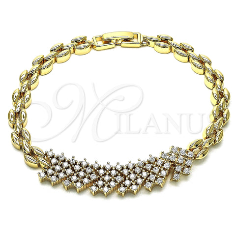 Pulsera Elegante 03.283.0163.07 Oro Laminado, con Blanca Zirconia Cubica, Pulido, Tono Dorado (06 MM Thickness, 7 Inches Length)